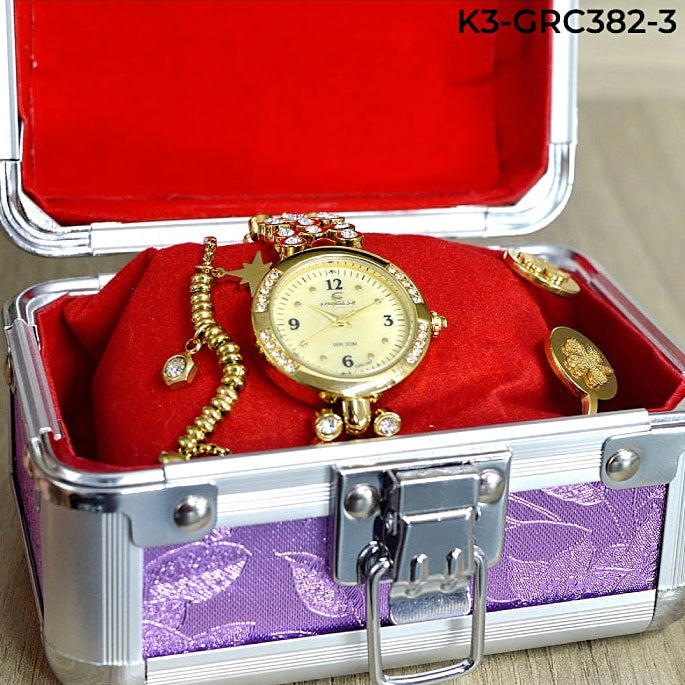 KIT RELOJ MUJER + COFRE DE LUJO + PULSERAS