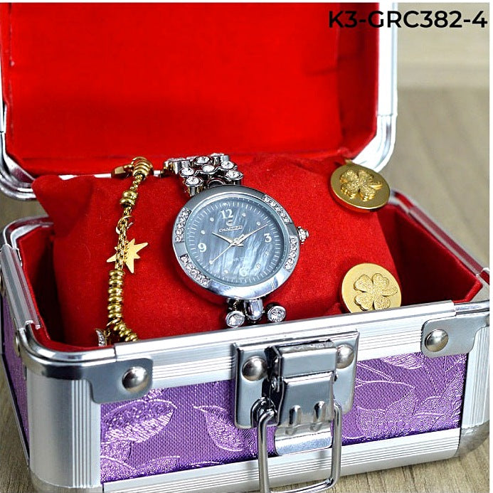 KIT RELOJ MUJER + COFRE DE LUJO + PULSERAS