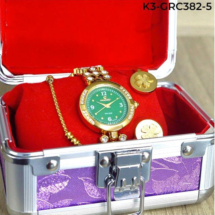 KIT RELOJ MUJER + COFRE DE LUJO + PULSERAS