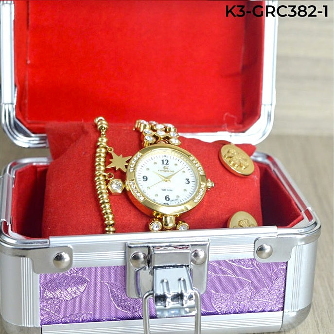 KIT RELOJ MUJER + COFRE DE LUJO + PULSERAS